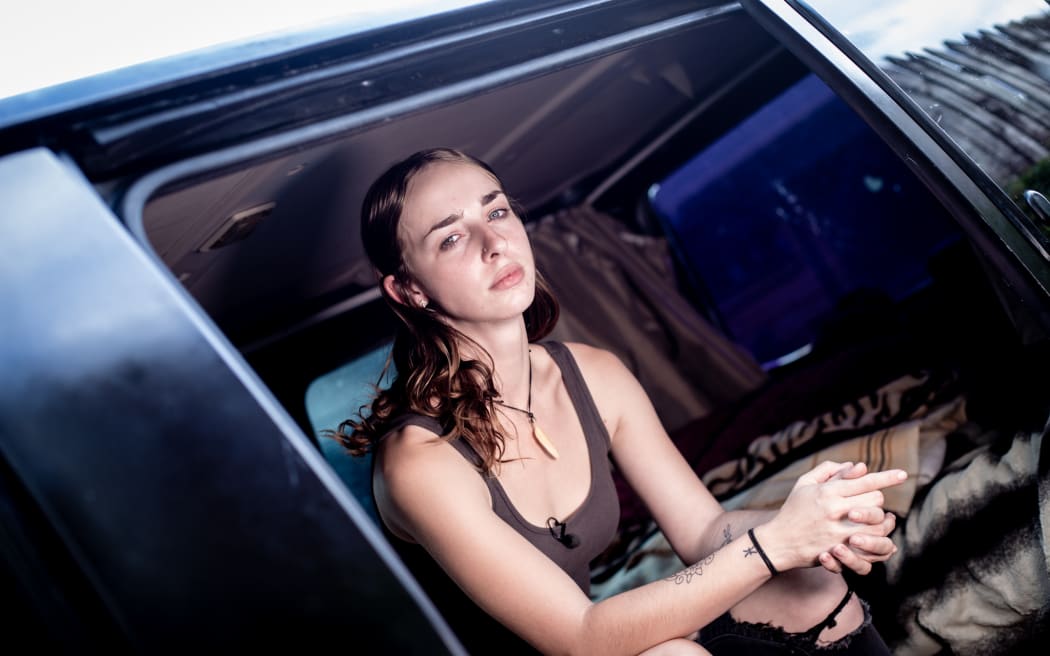 21 year old Abby Mackelry and her partner Jessie Laing have been living in a van with their dog Jester for the last six months, unable to find suitable or affordable accommodation in Tauranga.