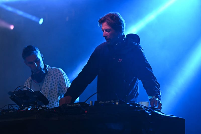 English electronic music duo Groove Armada perform on the Glade stage on the fifth day of the Glastonbury festival at Worthy Farm.