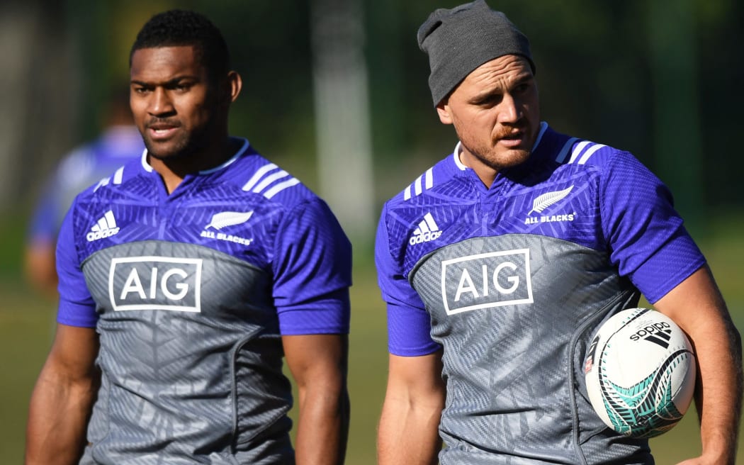 The All Blacks wing Waisake Naholo and fullback Israel Dagg.