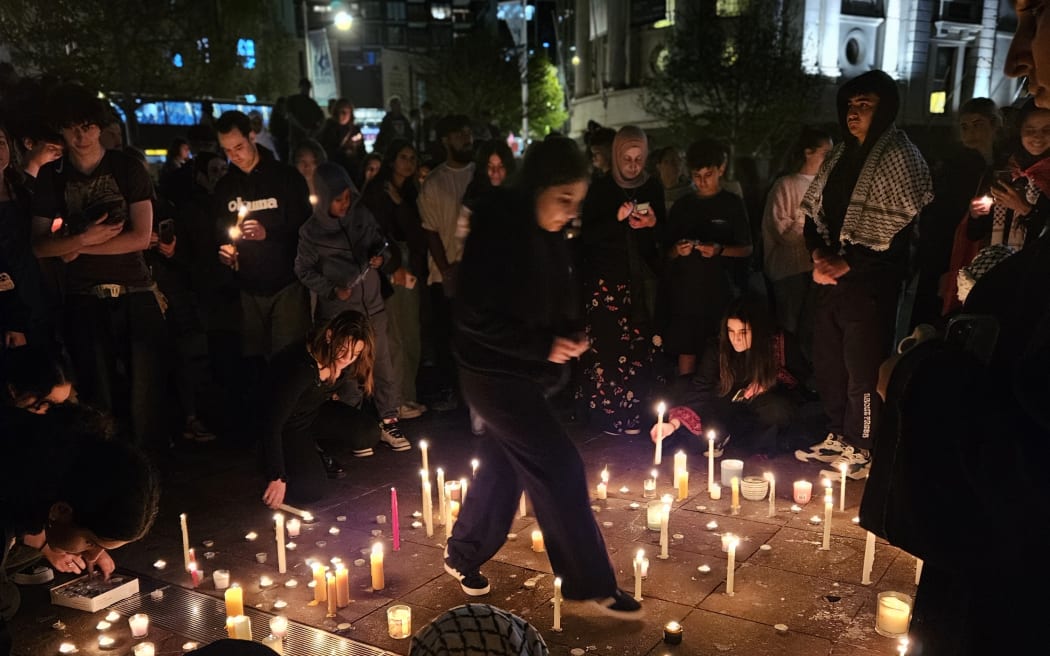 A vigil in Auckland being held in solidarity with people of Gaza, Oct 2023