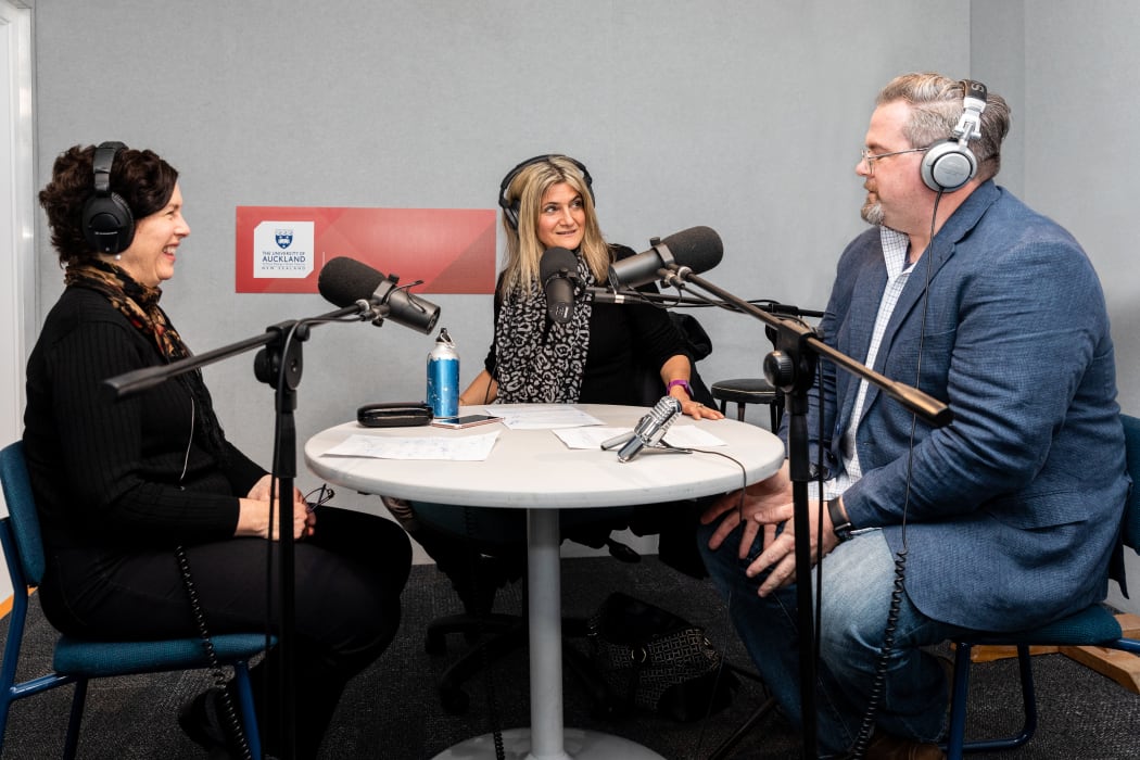 The Americans: US Election 2020. From left, Associate Professor Jennifer Frost, Dr Maria Armoudian and Dr Tim Fadgen from the Faculty of Arts at the University of Auckland.