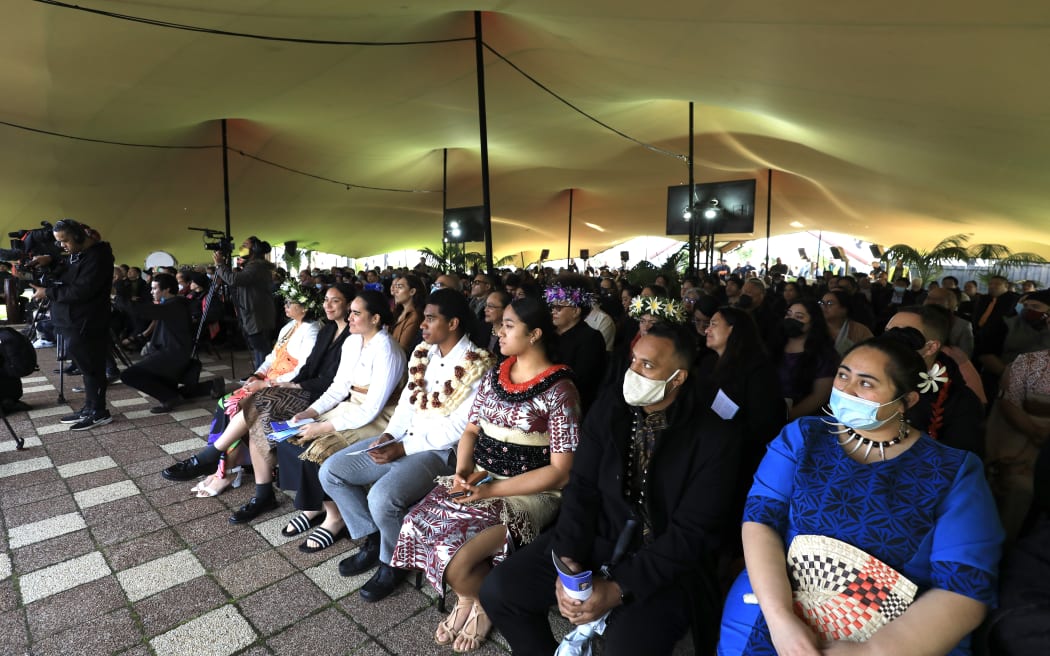 Government officials, Pacific community representatives and Ngāti Whātua Ōrākei gathered at Ōrākei marae in Auckland for the one-year anniversary of the Dawn Raids apology.