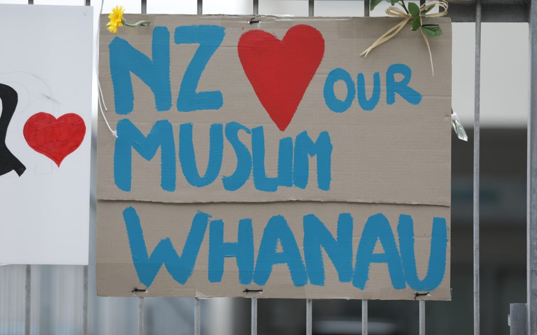 Wellington mourners gather at the Wellington Islamic Centre to pay their repects.