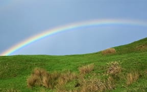 Rainbow over Golden Bay.