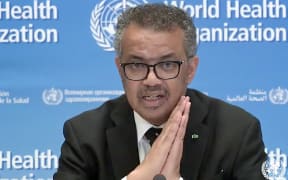 WHO director-general Tedros Adhanom Ghebreyesus giving an online media conference.
