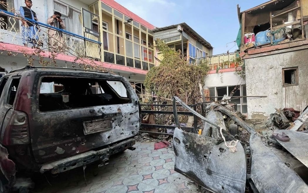 damage at Zemari Ahmadi family house after a drone strike on September 11, 2021 in Kabul, Afghanistan. Zemari Ahmadi and nine members of his family, including seven children, were reported killed