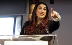 Luciana Berger speaks during a press conference to announce the new political party, The Independent Group, in London, Monday, Feb. 18, 2019. Seven British Members of Parliament quit Labour.