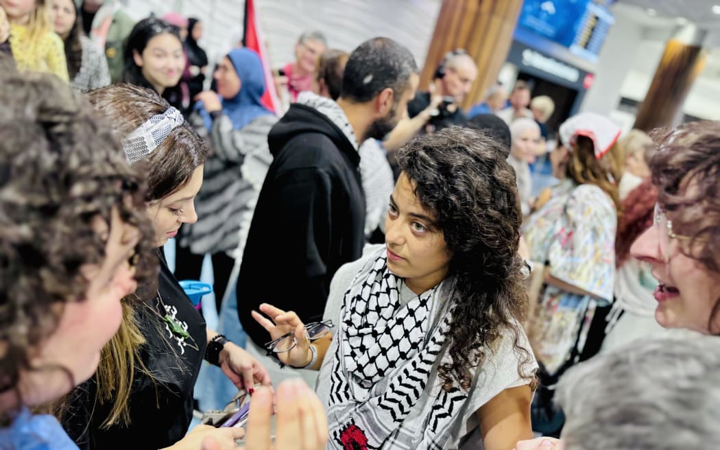 Rana Hamida greeting loved ones and supporters.
