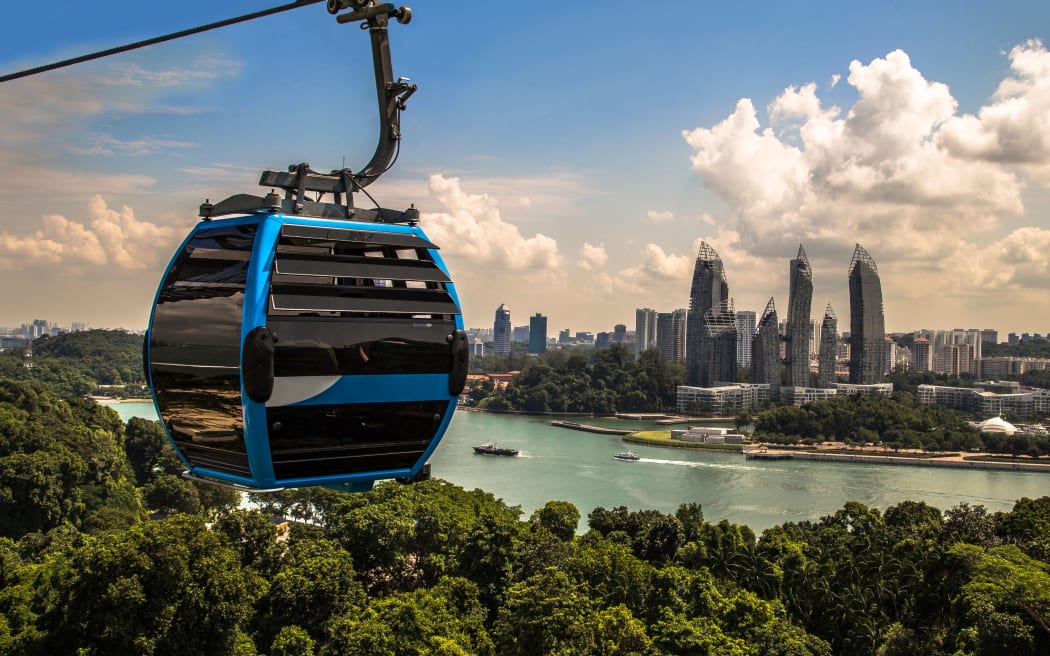 Aerial cable car in Sentosa City