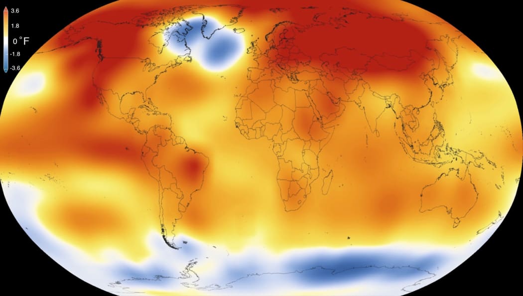 A data visualisation from NASA from January 2016 shows that 2015 was the warmest year since modern record-keeping began in 1880.