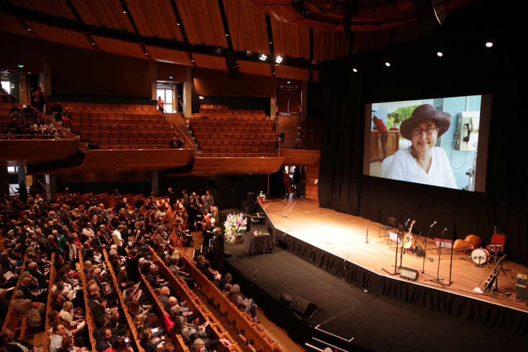 Helen Kelly is farewelled at a public memorial at the Michael Fowler Centre in Wellington