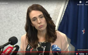 PM Jacinda Ardern addresses reporters from around the world on Friday.