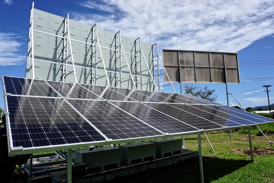 UNDP's newly installed solar-powered billboard at the Community Information Centre in Arawa.