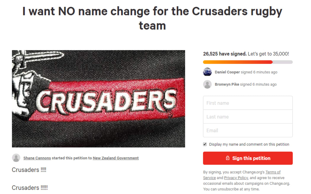 Crusaders name change petition