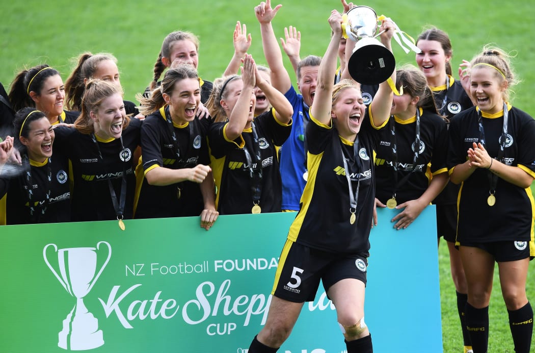 Eastern Suburbs AFC celebrate their 2019 Kate Sheppard Cup victory