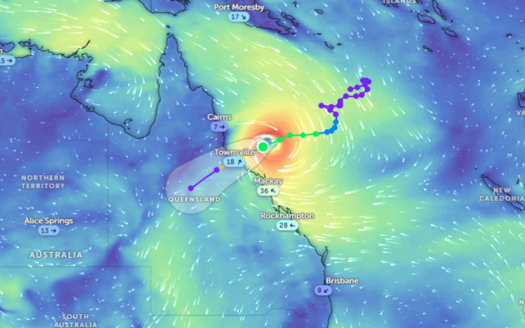 Kirrily's expected path across northeastern Australia.