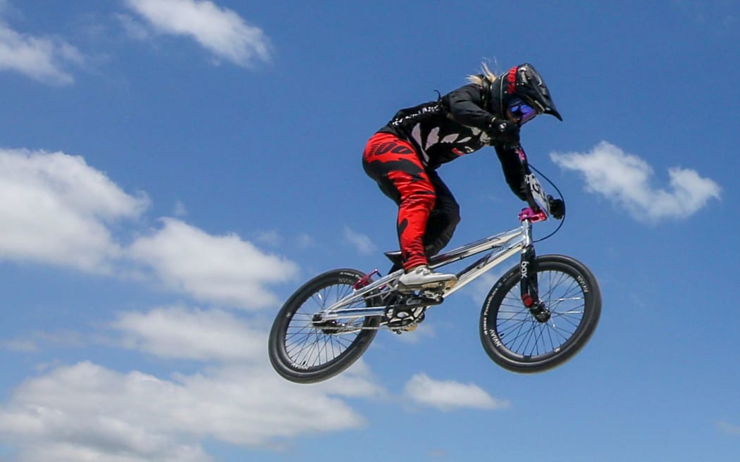 Rebecca Petch at Oceania BMX Champs, Te Awamutu, New Zealand 2019.