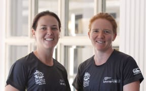 New Zeland crickters, Erin Bermingham and Katie Perkins  snapped during World Twenty20, March 11, 2016.