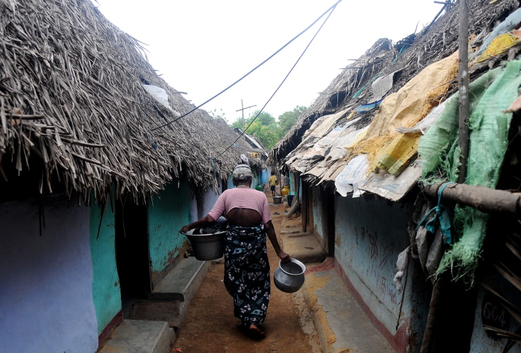 Tamil refugees take shelter at a refugee camp at Gummidipoondi near Chennai (Tamil Nadu) on Thursday, May 21, 2009.