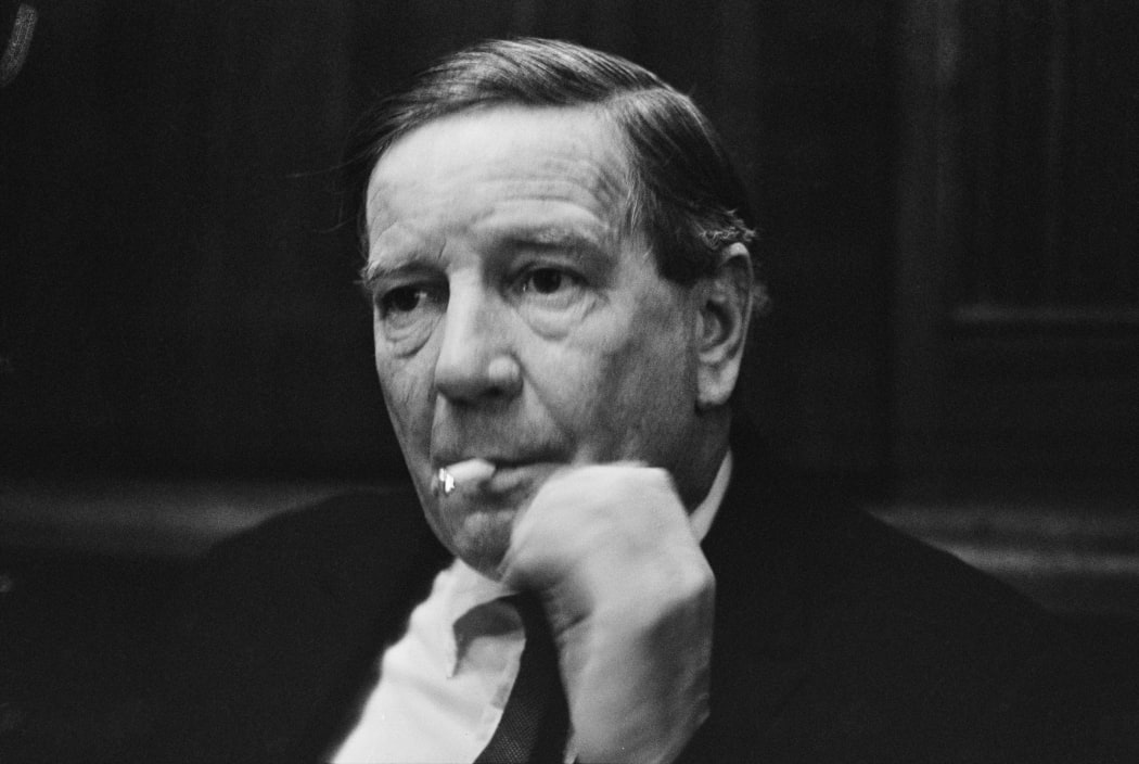 High-ranking member of British intelligence and double agent Kim Philby (1912-1988) pictured while being interviewed by Daily Express correspondent Roy Blackman on 15 November, 1967