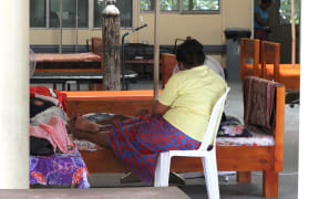 Some of the sick at a measles clinic.