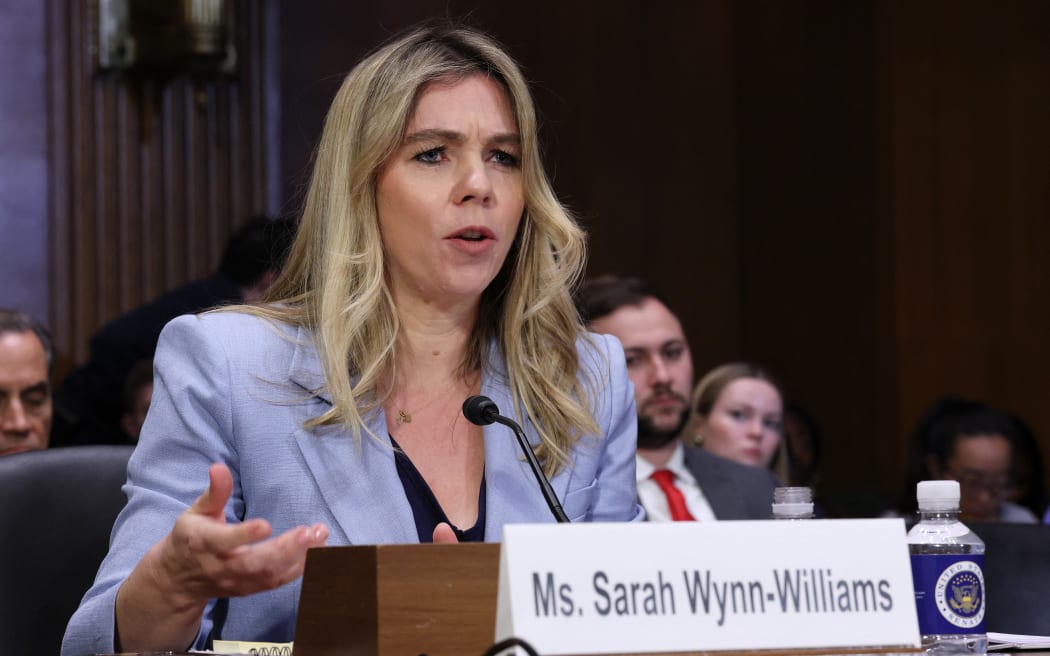 WASHINGTON, DC - APRIL 09: Sarah Wynn-Williams, former Director of Global Public Policy at Facebook, testifies during a Senate Judiciary Committee hearing in the Dirksen Senate Office Building on Capitol Hill on April 09, 2025 in Washington, DC. In a memoir published last month, Wynn-Williams detailed allegations of misconduct and sexual harassment at Facebook and claimed the company undermined U.S. national security in dealings with the Chinese government.   Win McNamee/Getty Images/AFP (Photo by WIN MCNAMEE / GETTY IMAGES NORTH AMERICA / Getty Images via AFP)