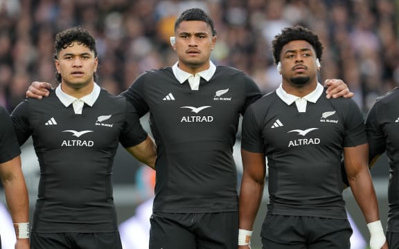 Wallace Sititi, Tupou Vaa’i and Peter Lakai of the All Blacks.