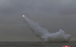 This picture taken on March 12, 2023 in the early morning and released on March 13, 2023 by North Korea’s official Korean Central News Agency (KCNA) shows an underwater firing exercise of a strategic cruise missile held in the waters of Gyeongpo Bay. (Photo by KCNA VIA KNS / AFP) / - South Korea OUT / —-EDITORS NOTE—- RESTRICTED TO EDITORIAL USE - MANDATORY CREDIT “AFP PHOTO/KCNA VIA KNS” - NO MARKETING NO ADVERTISING CAMPAIGNS - DISTRIBUTED AS A SERVICE TO CLIENTS
THIS PICTURE WAS MADE AVAILABLE BY A THIRD PARTY. AFP CAN NOT INDEPENDENTLY VERIFY THE AUTHENTICITY, LOCATION, DATE AND CONTENT OF THIS IMAGE. /