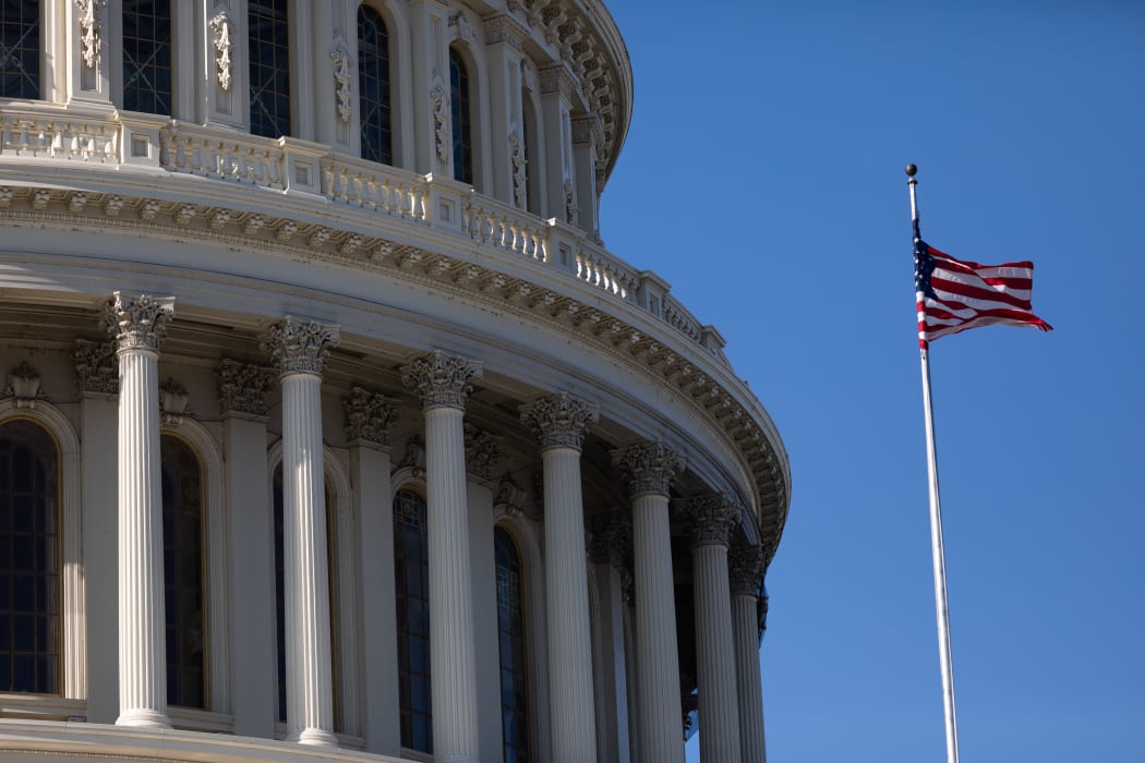 The dome of US Capitol building which houses the Senate and House of Representatives.
