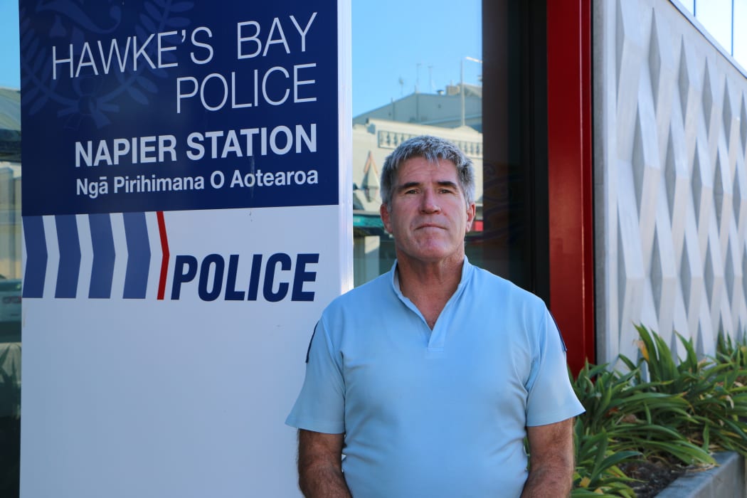 Inspector Mike O'Leary standing outside the Napier Po;lice Station.