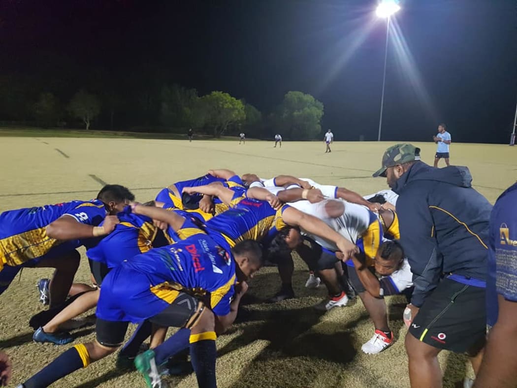 The Nauru Rugby team training in Brisbane ahead of the 2019 Oceania Rugby Cup in Papua New Guinea. August 2019.