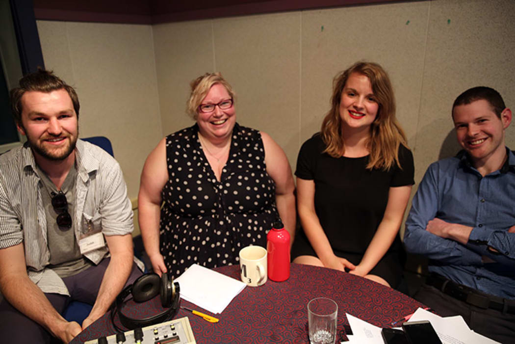 A photo of Judah Finnigan, Megan Whelan, Elle Hunt, Craig McCulloch in the studio