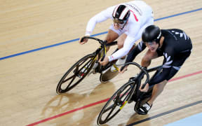 Sam Webster competing at the UCI World Cup in London.