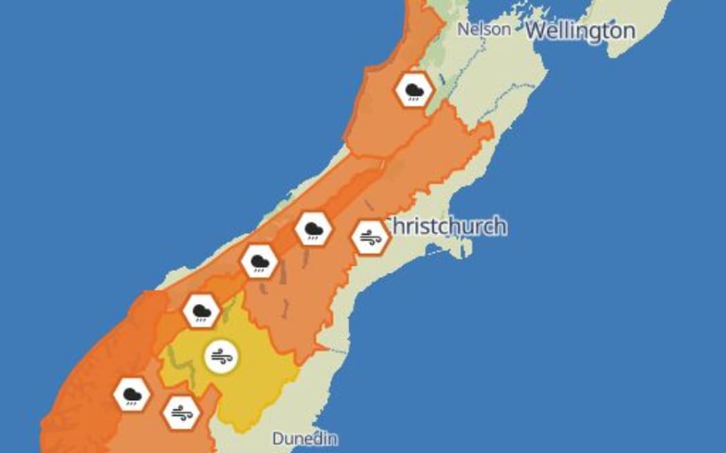 MetService severe weather warnings on Friday 17 October 2025.