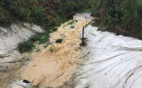 Sediment laden discharge in the Mitchell Stream on 18 June 2020.