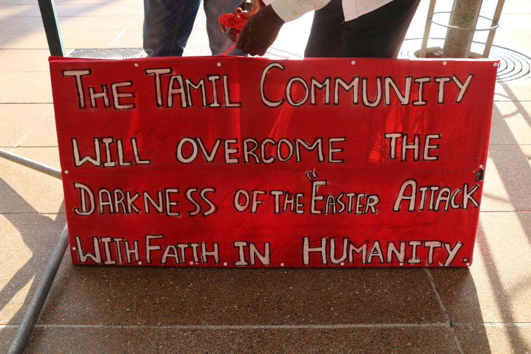 Auckland's Tamil community vigil for Easter Sunday Sri Lankan bombing victims, at Aotea Square, 24 April, 2019.