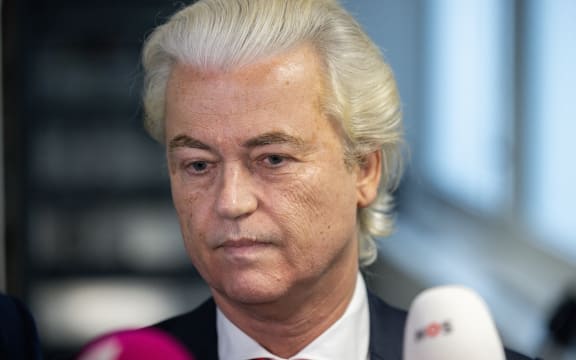 DEN HAAG - Geert Wilders (PVV) is leaving after the weekly coalition talks in the Lower House. Wilders has dropped the cabinet over asylum demands. ANP LAURENS VAN PUTTEN netherlands out - belgium out (Photo by ANP MAG / ANP via AFP)