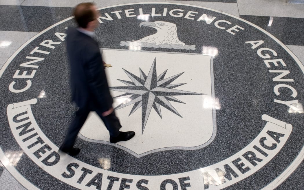 The Central Intelligence Agency seal in the lobby of CIA Headquarters in Langley, Virginia.