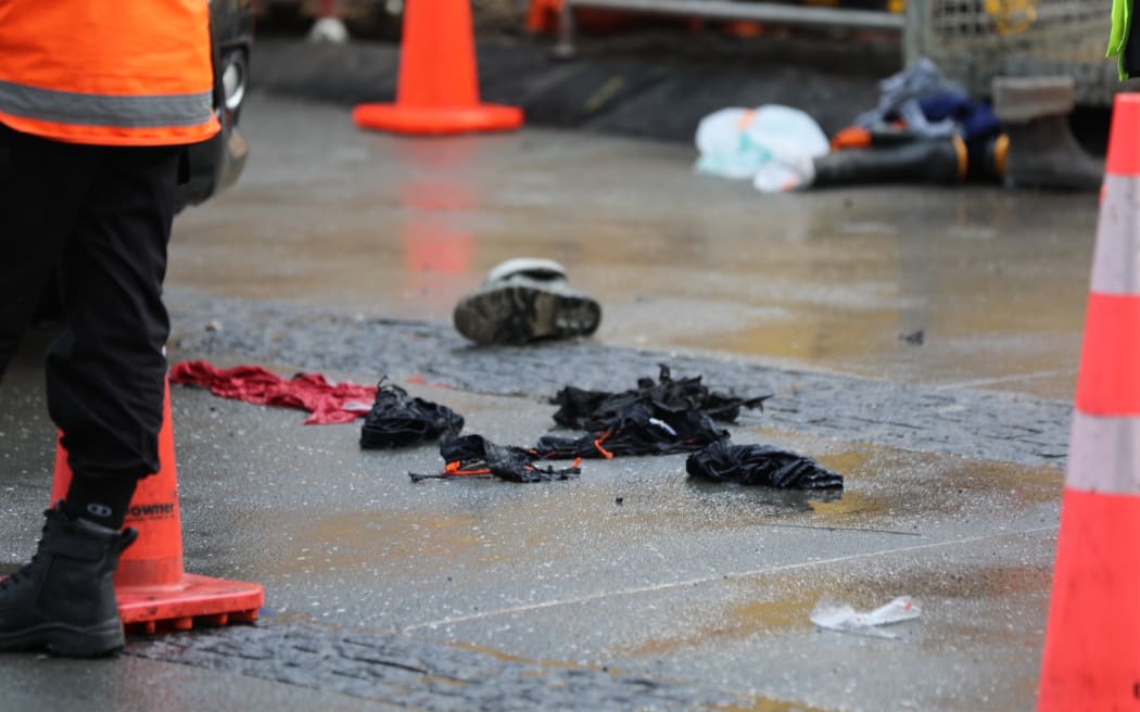 The scene of explosion in Halsey Street, Auckland CBD on 26 August 2022.
