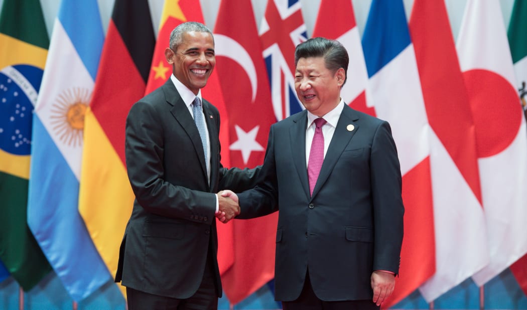 President Obama, left,being welcomed by Chinese President Xi Jinping at the G20 summit in Hangzhou.