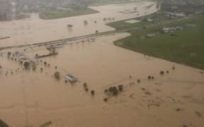 Flooding at the Kauaeranga River mouth in Thames.