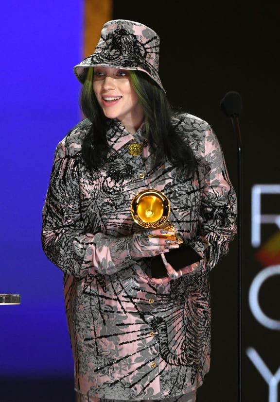 Billie Eilish accepts the Record of the Year award for Everything I Wanted.