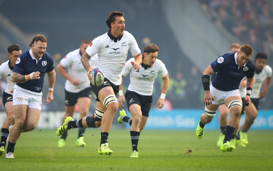 Josh Lord makes a break against Scotland.