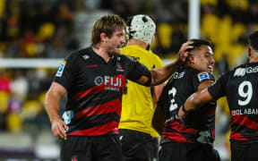 Ethan Blackadder of the Crusaders, Hurricanes v Crusaders, round 9 of the Super Rugby Pacific competition at Sky Stadium, Wellington, New Zealand on Friday 11 April 2025. Photo: Elias Rodriguez / Photosport