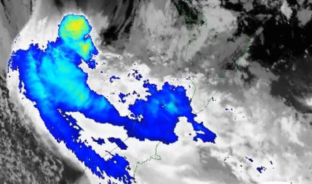 Satellite imagery shows Cyclone Gita approaching the South Island.
