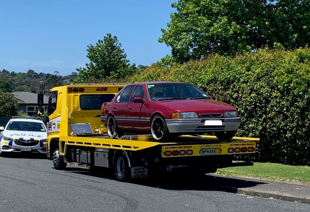 One of the vehicles impounded by police after being linked to serious driving offences related to a funeral procession.
