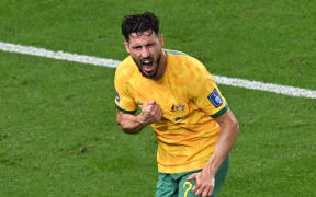 Mathew Leckie of Australia celebrates a goal during the FIFA World Cup Qatar 2022