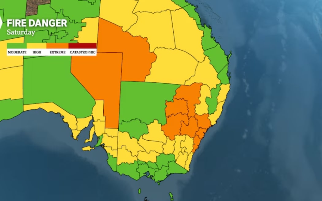 Extreme fire danger is forecast for large parts of New South Wales on Saturday.