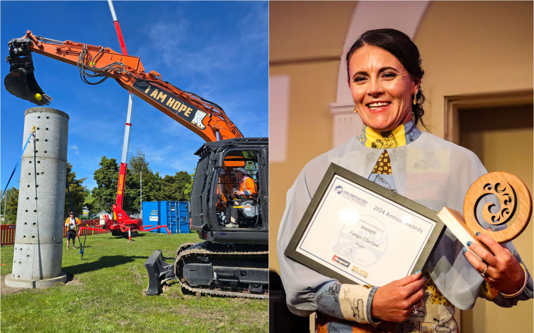 Left: Tanya Claxton nails the Slam Dunk challenge at the Hawkes Bay East Coast regional challenge. Right: Tanya Claxton named regional champion.