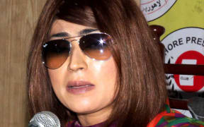 In this photograph taken on June 28, 2016, Pakistani social media celebrity Qandeel Baloch speaks during a press conference in Lahore.